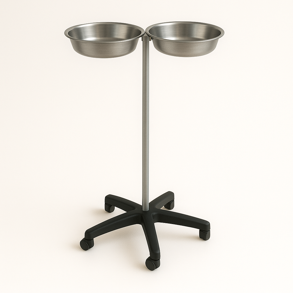 Suporte de bacia duplo. estrutura em aço c/ acabamento epoxy e bacias em inox (ref. 10.AD.1450)