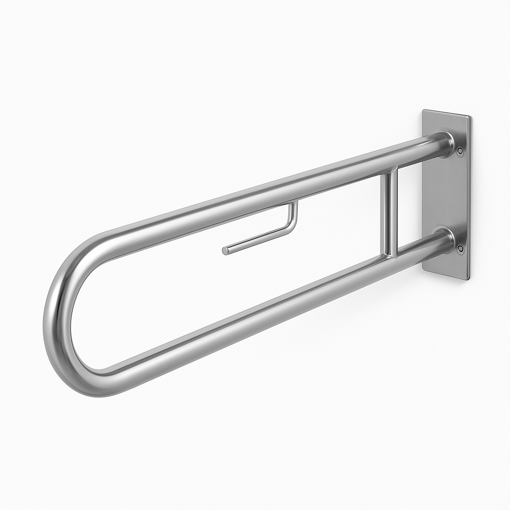 Apoio ar�culado p/ sanitário fixação à parede c/ porta-rolo (ref. 10.AP.4117)