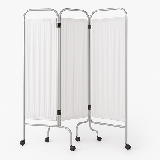 Biombo triplo curvo, ar�culação nylon, c/ tacos, em aço inoxidável (ref. 10.BI.1217)