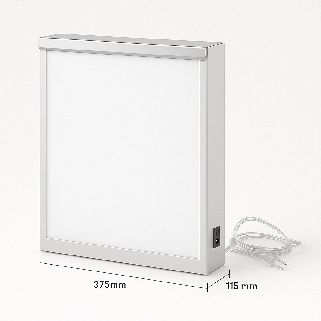 Negatoscópio simples, em aço c/ acabamento epoxy c/ frente em acrílico (ref. 10.NE.1900)