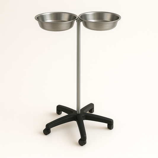 Suporte de bacia duplo. estrutura em aço c/ acabamento epoxy e bacias em inox (ref. 10.AD.1450)