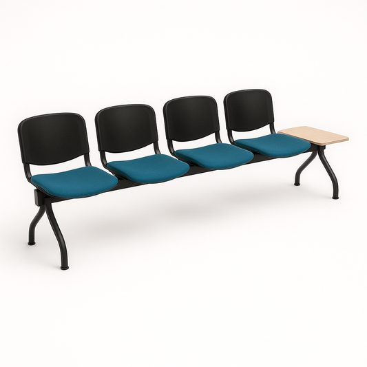 Banco 4 lugares + mesa, estrutura em aço acabamento epoxy preto, assento e encosto estofados (ref. 10.ES.2027)